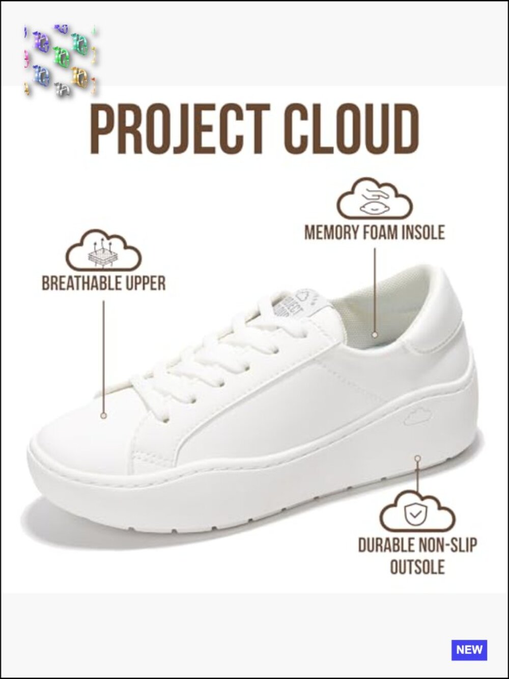 Platform Sneakers Lightweight Memory Foam Non Slip Lace-Up Wedge Sole - Picture 3 of 7